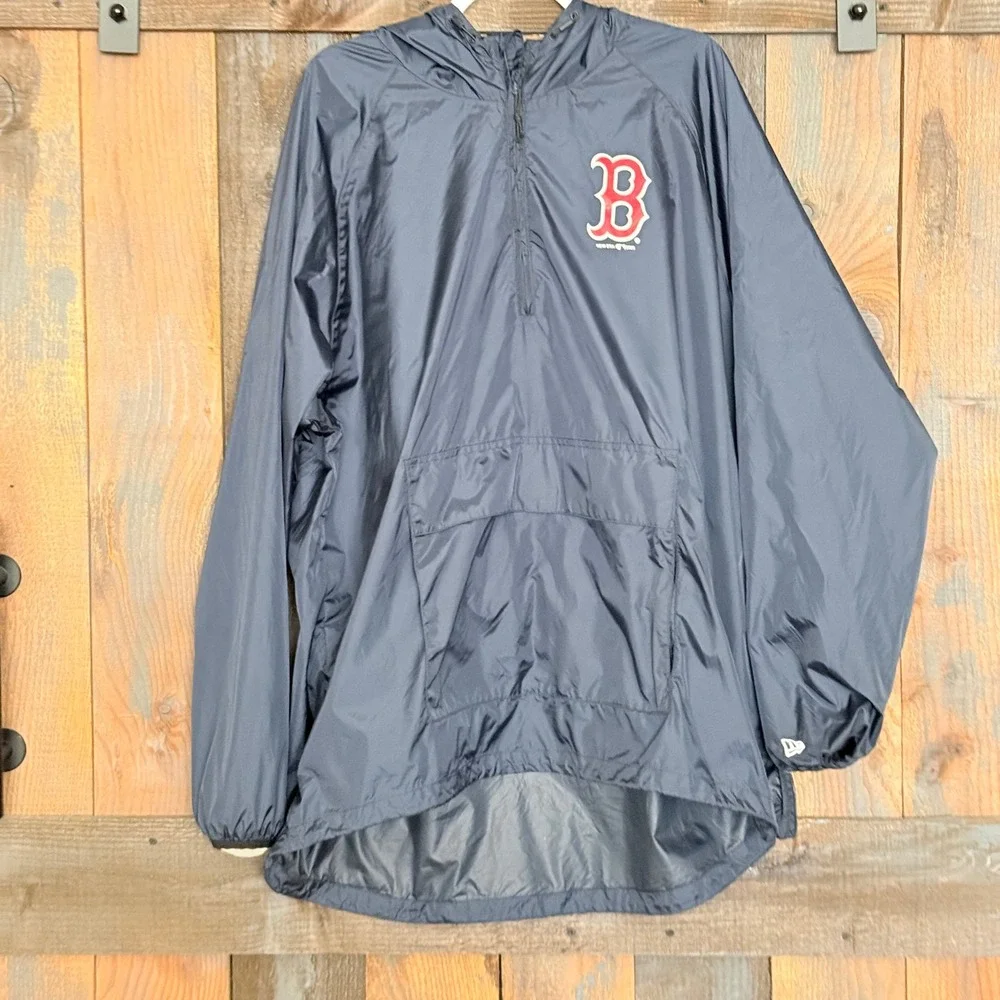 Genuine MLB New‎ Era Boston Red Sox Windbreaker Mens 2XL Navy 1/4 Zip Baseball